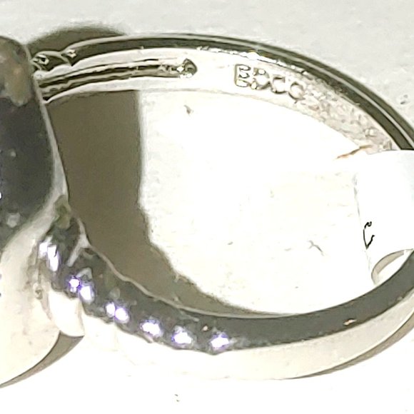 New Old Stock NWT EDCO Ring Band sz 5 Rhodium Marcasite & Pear Cut Topaz - Picture 11 of 16